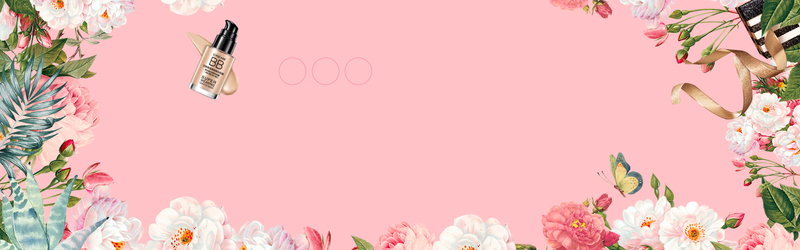 化妆品粉色花朵粉底液海报背景
