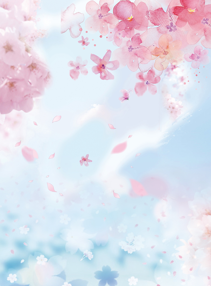 手绘樱花节主题海报背景素材