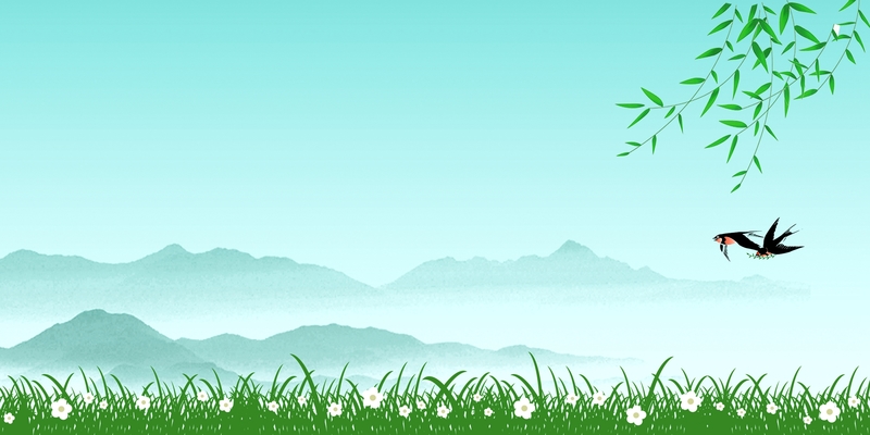 春天绿色风景燕子蓝天海报背景图