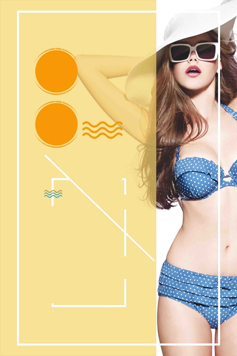 时尚简约夏天泳装清新美女海报背景模板
