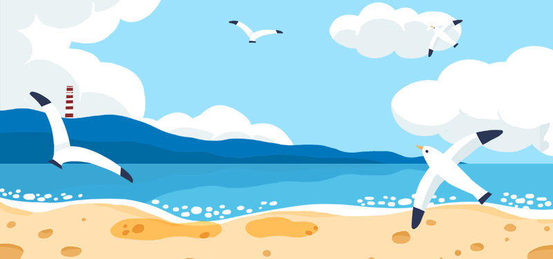 夏季旅行暑假旅行卡通海边沙滩banner
