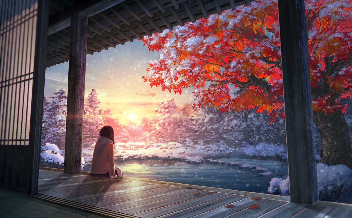 动漫夕阳壁纸背景图图片