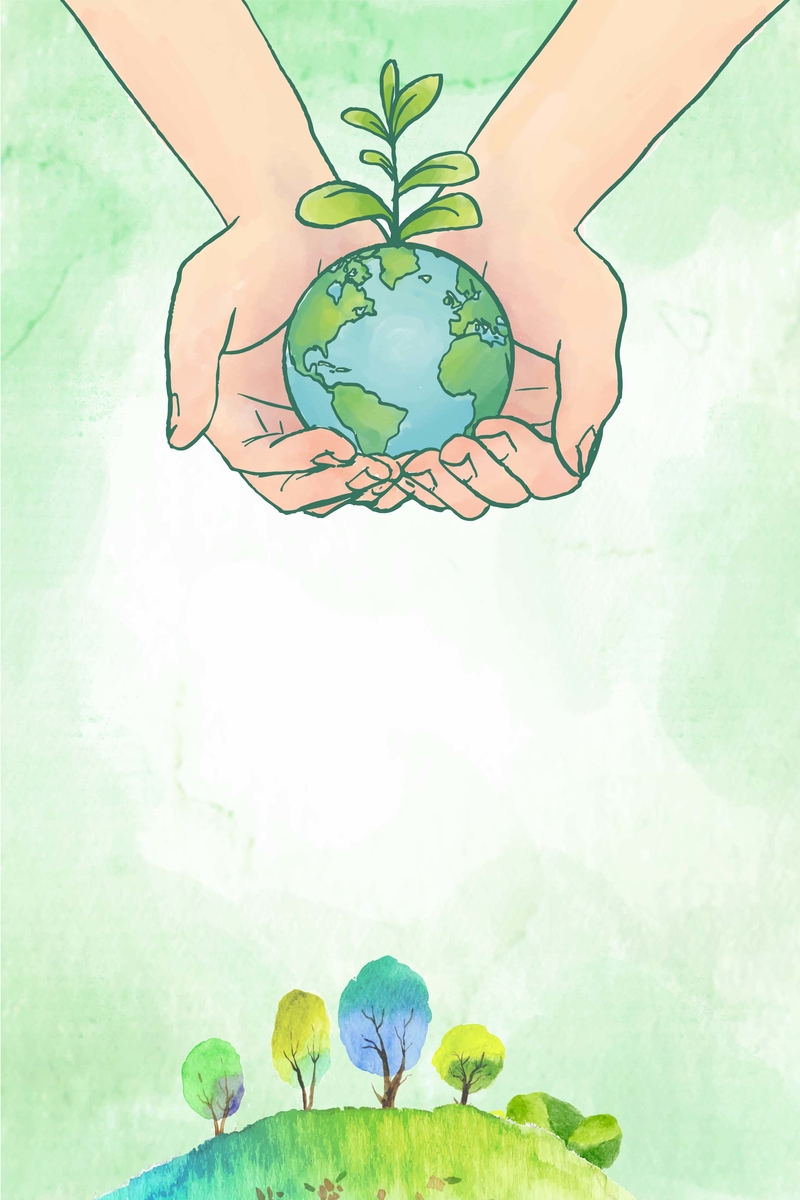 地球日公益海报jpg素材下载,绿色手绘世界地球日公益海报psd设计元素