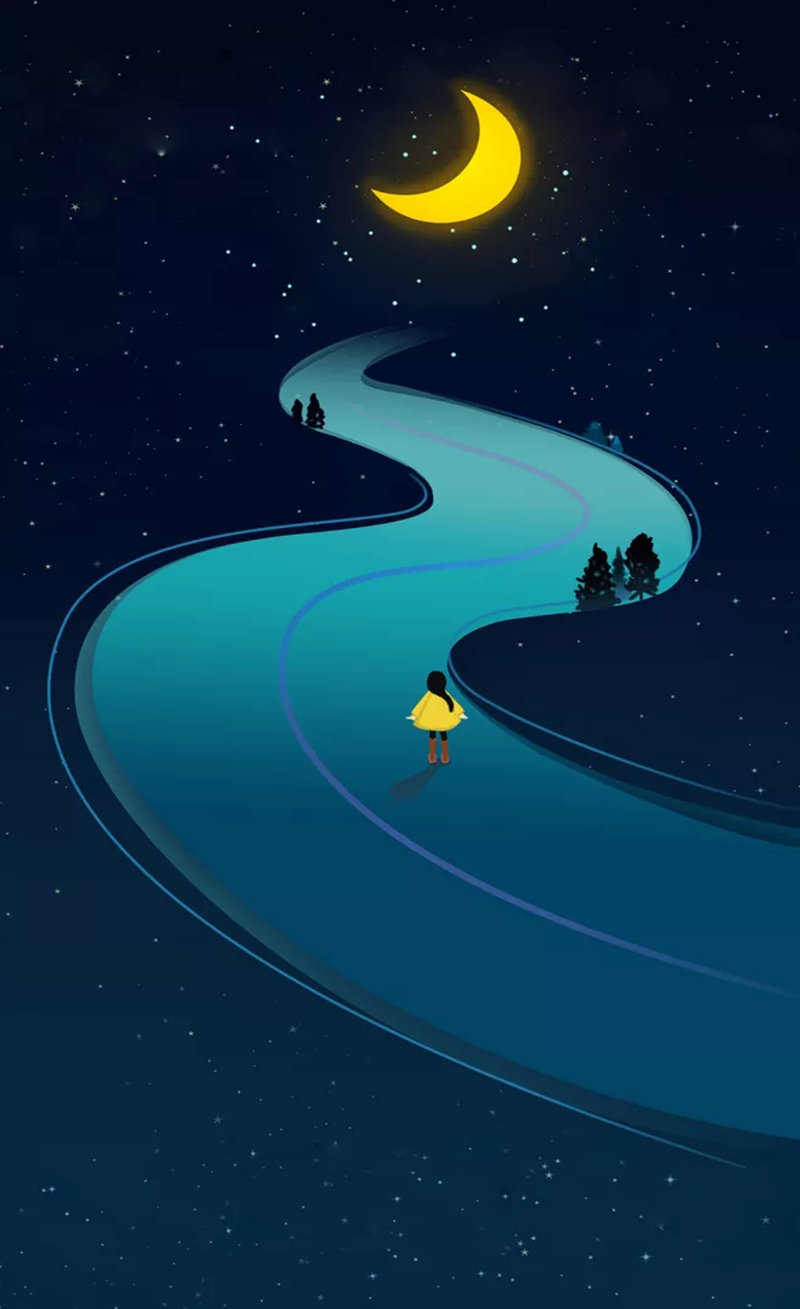 夜空中的孤独道路海报设计