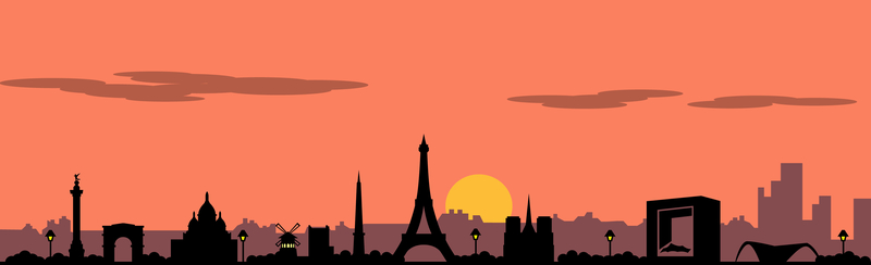 巴黎著名建筑黄昏下剪影背景