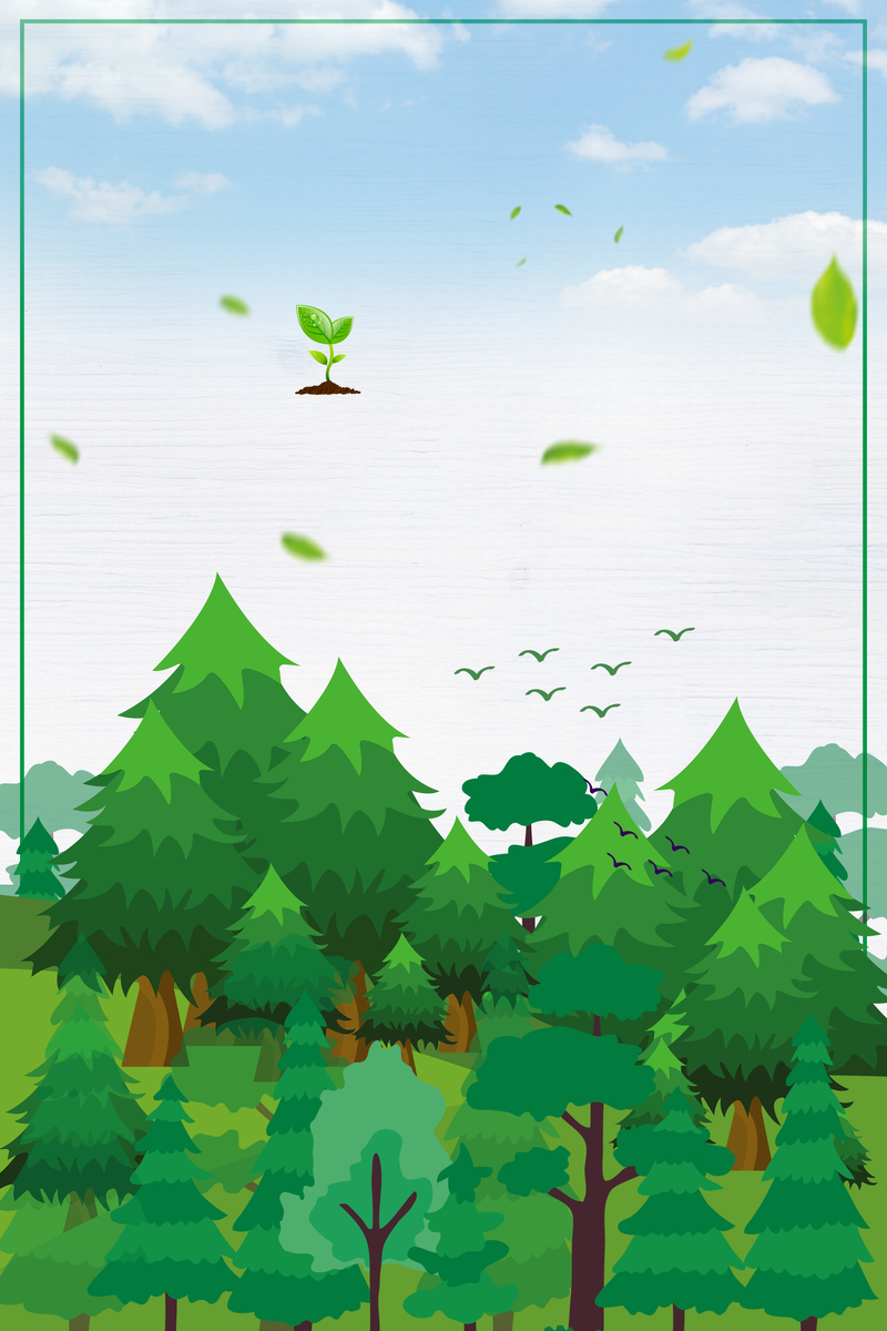 绿色手绘世界森林日公益海报