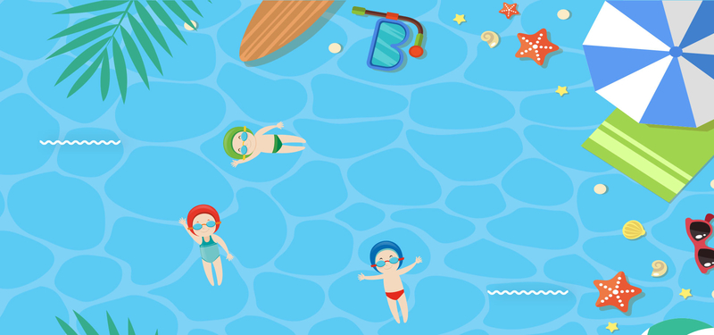 夏季游泳童趣蓝色淘宝海报banner背景