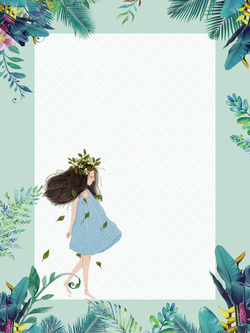 岁末大促绿色清新手绘面膜包装小女孩花卉海报