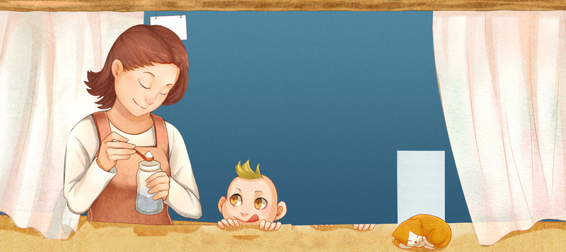 母亲节母亲和婴儿简约海报背景