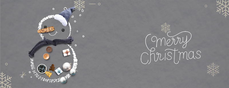 圣诞节雪人卡通灰色banner