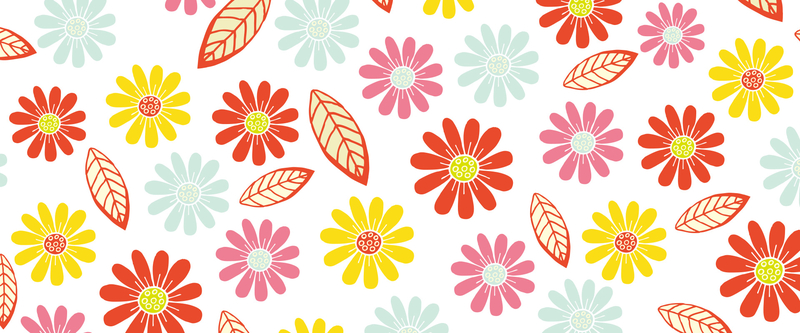 彩色花朵和叶子图案背景