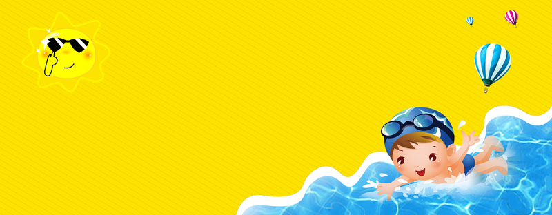 大暑泳池游泳卡通黄色背景