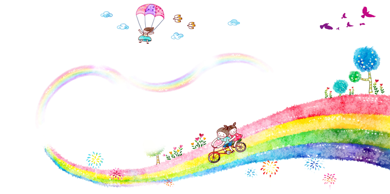 儿童节水墨彩色彩虹海报背景素材