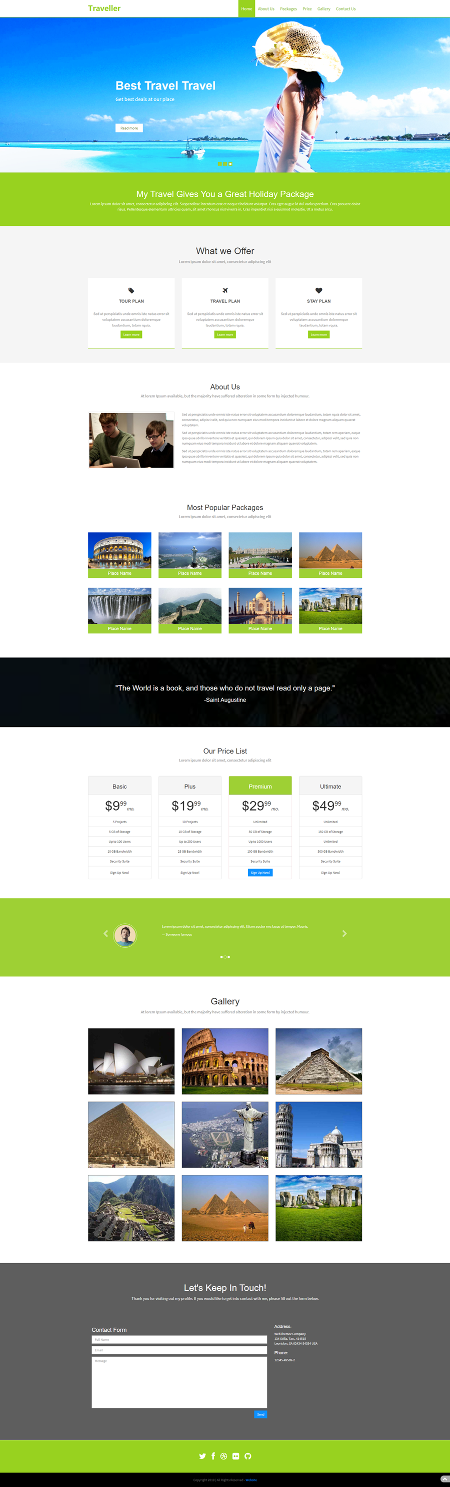 绿色美观的旅游网站模板