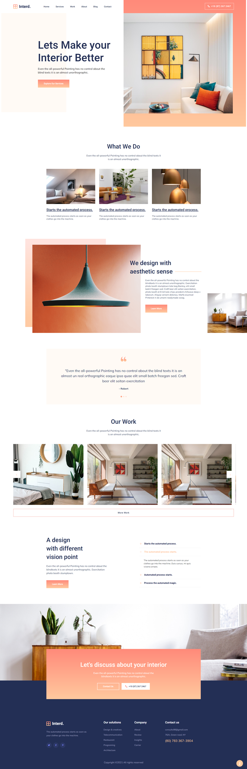 橙色简约的室内设计企业网站模板