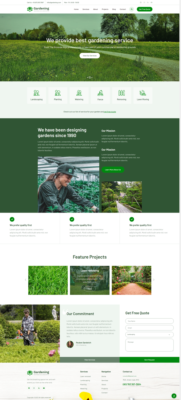 绿色的绿化服务公司园林网站模板下载