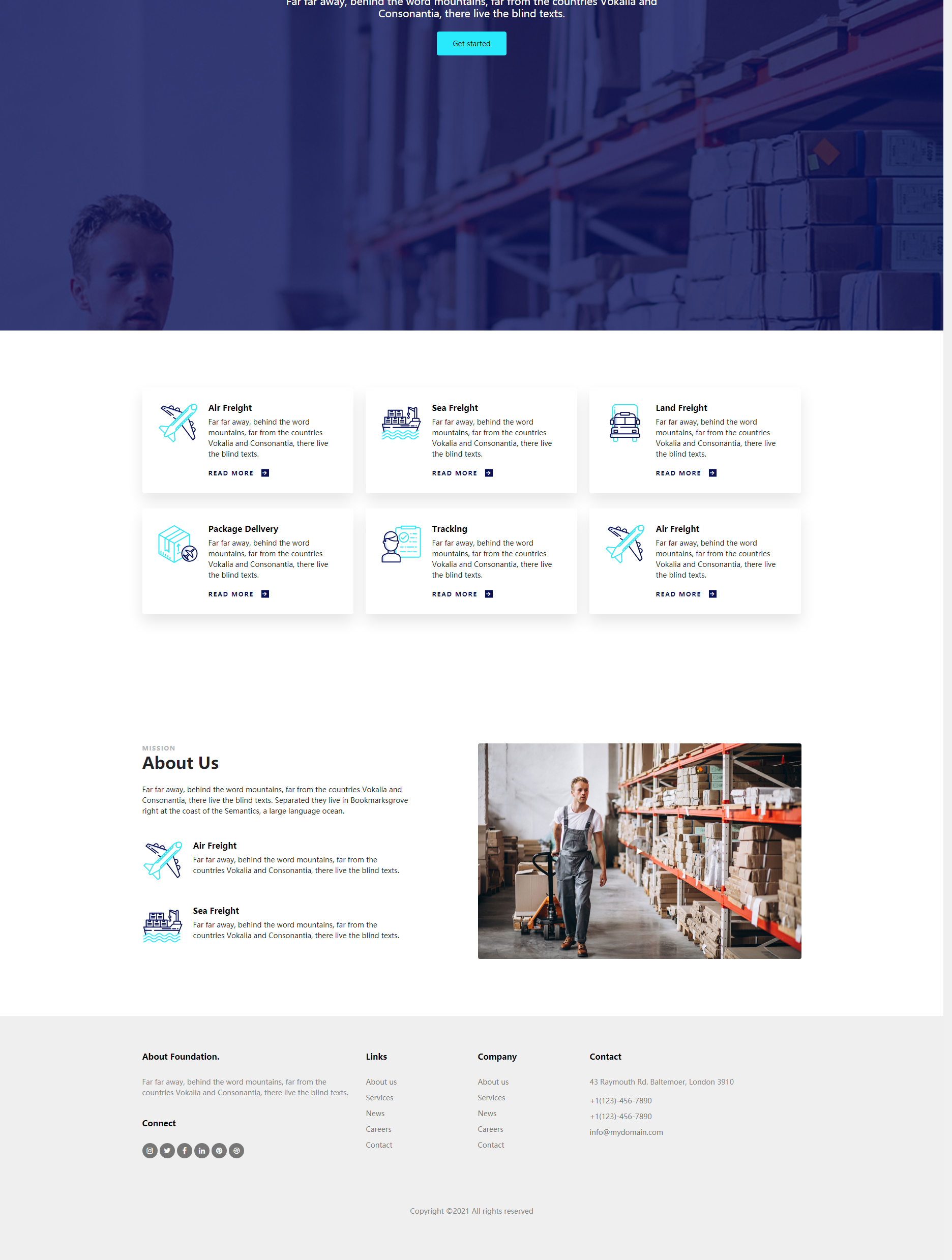 深蓝色Bootstrap5物流与运输公司网站模板
