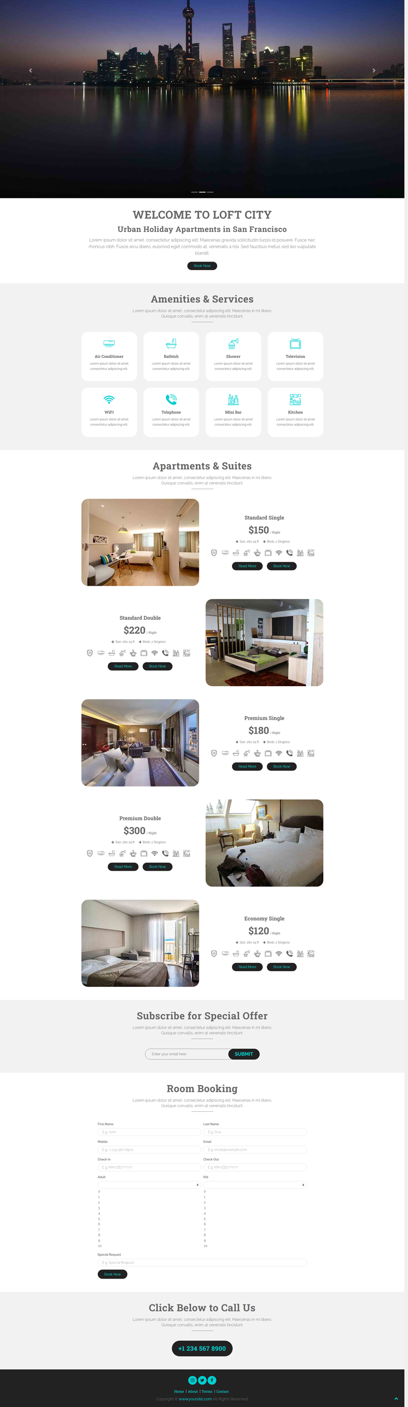 响应式酒店展示酒店预订网站html模板