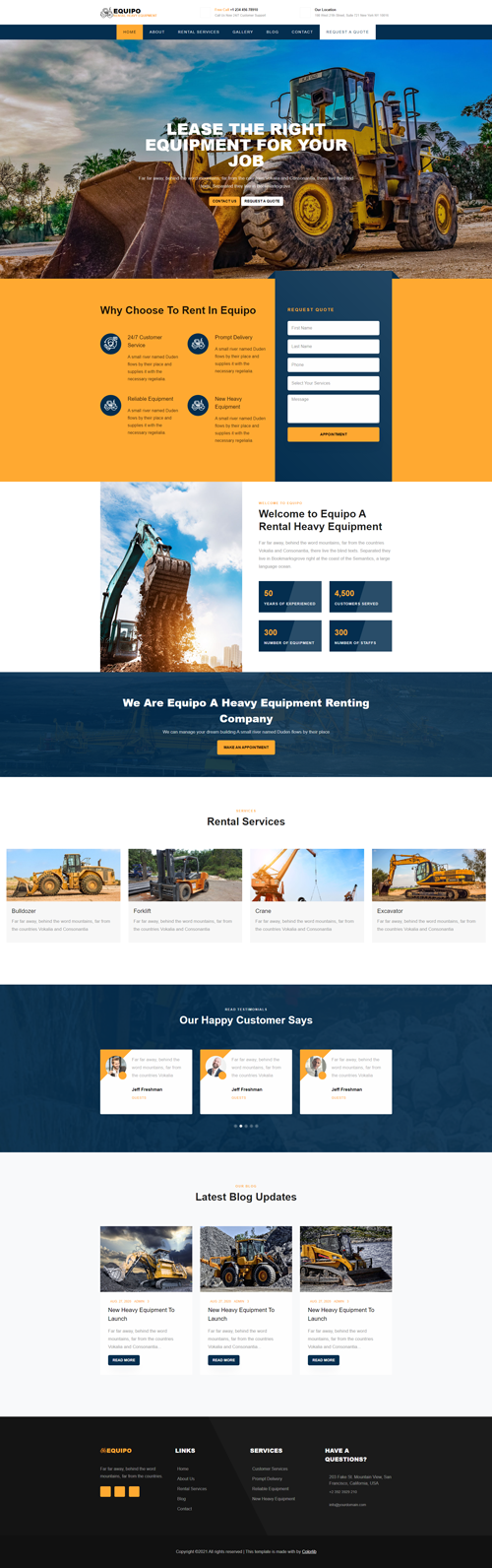 建筑工程机械设备租赁企业网站bootstrap模板