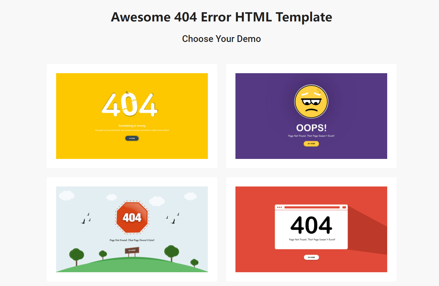 4款简洁实用的404页面模板