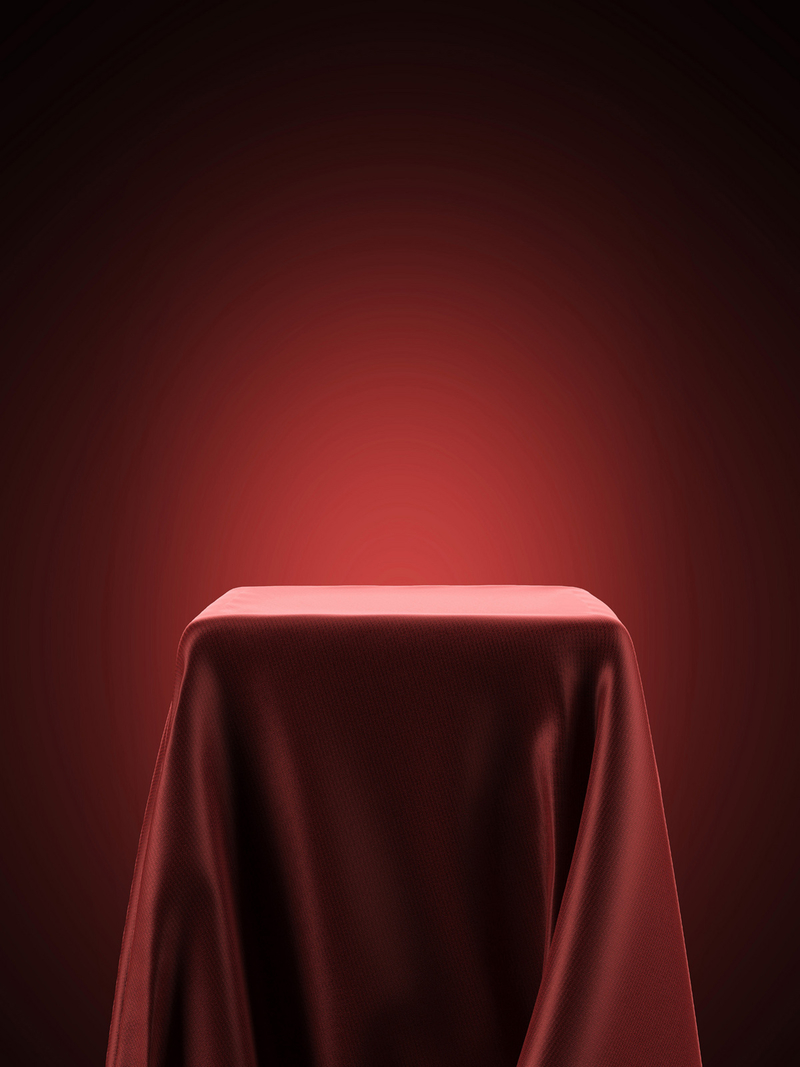 红色纯净简约桌子绸布家居广告背景