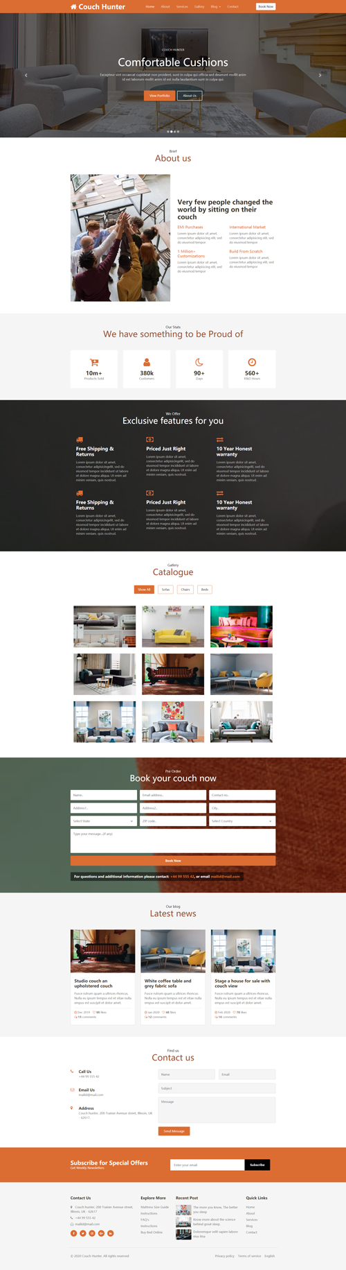 橙色的家居沙发类blog模板网站模板
