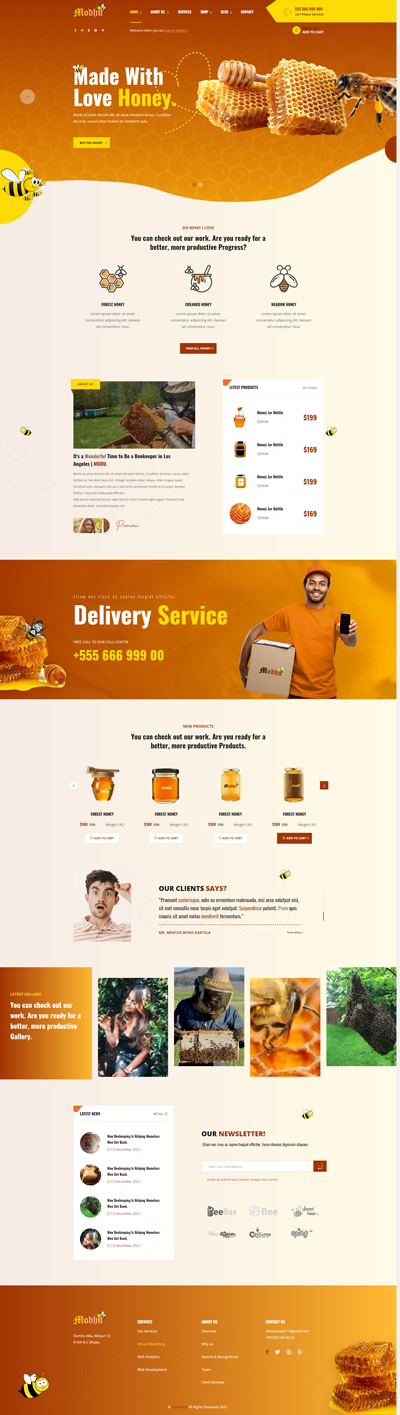 橙色的HTML蜂蜜商城购物网站模板