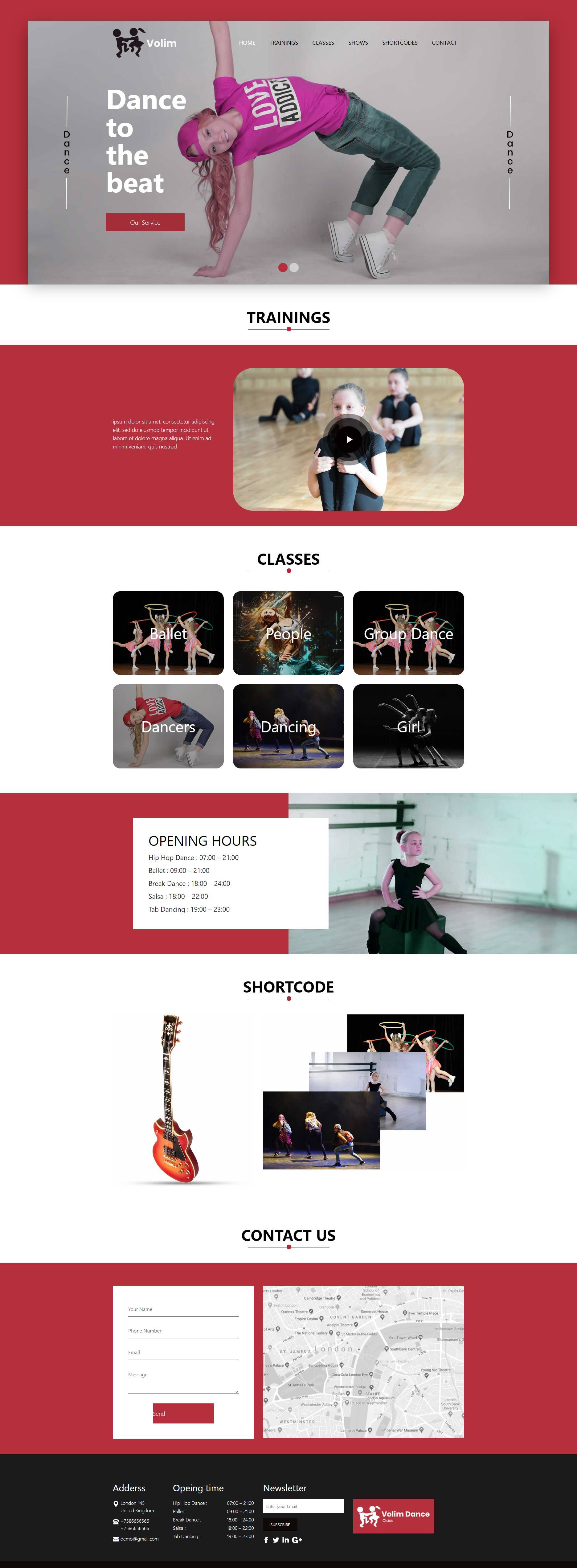 红色的舞蹈艺术培训网站html模板