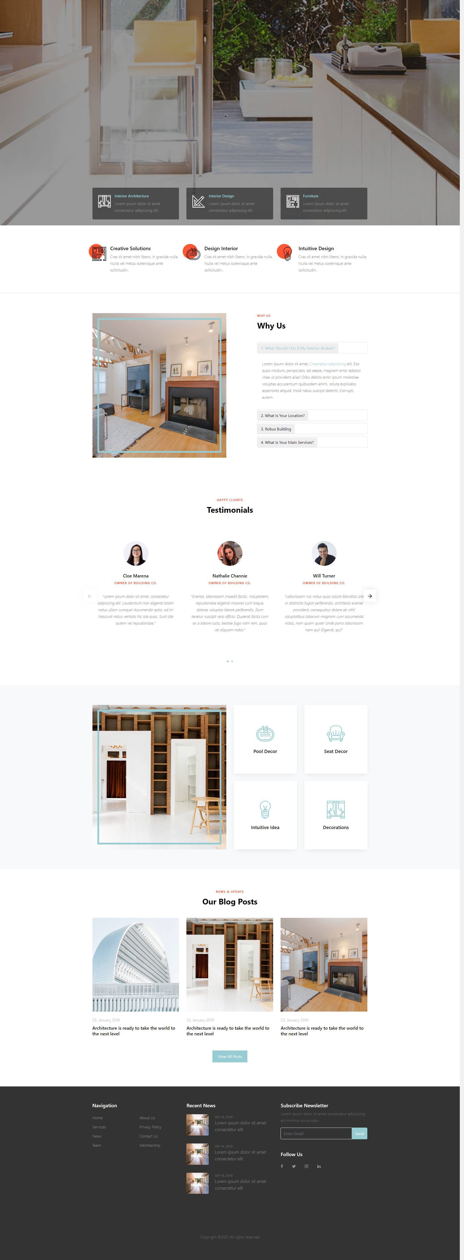 清新简约的室内设计公司企业网站模板
