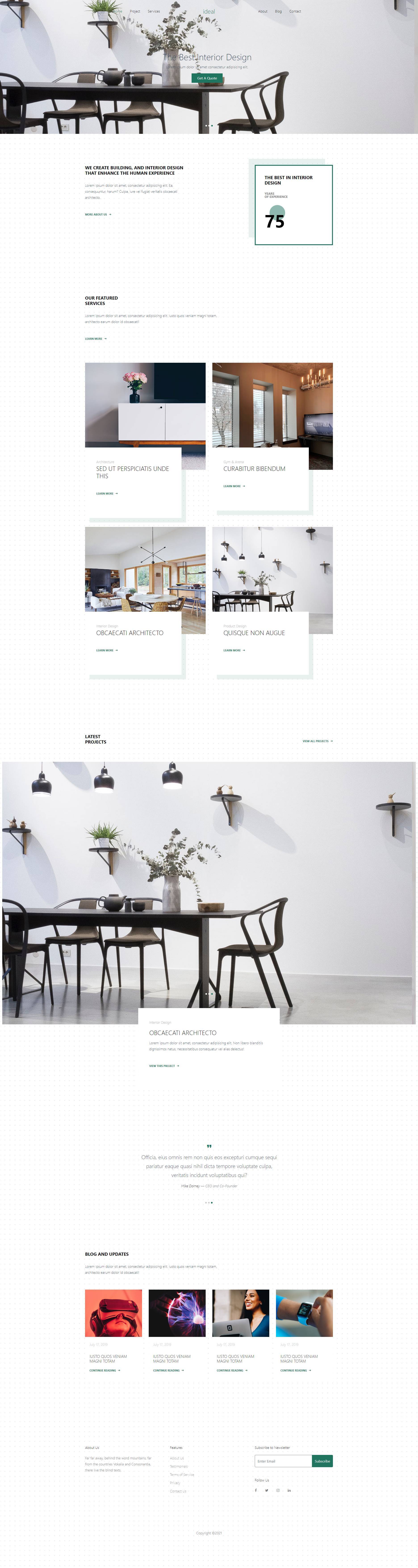 白色清新的响应式室内设计网站模板