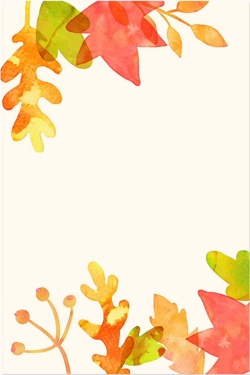 水彩暖色调自然叶子海报背景素材