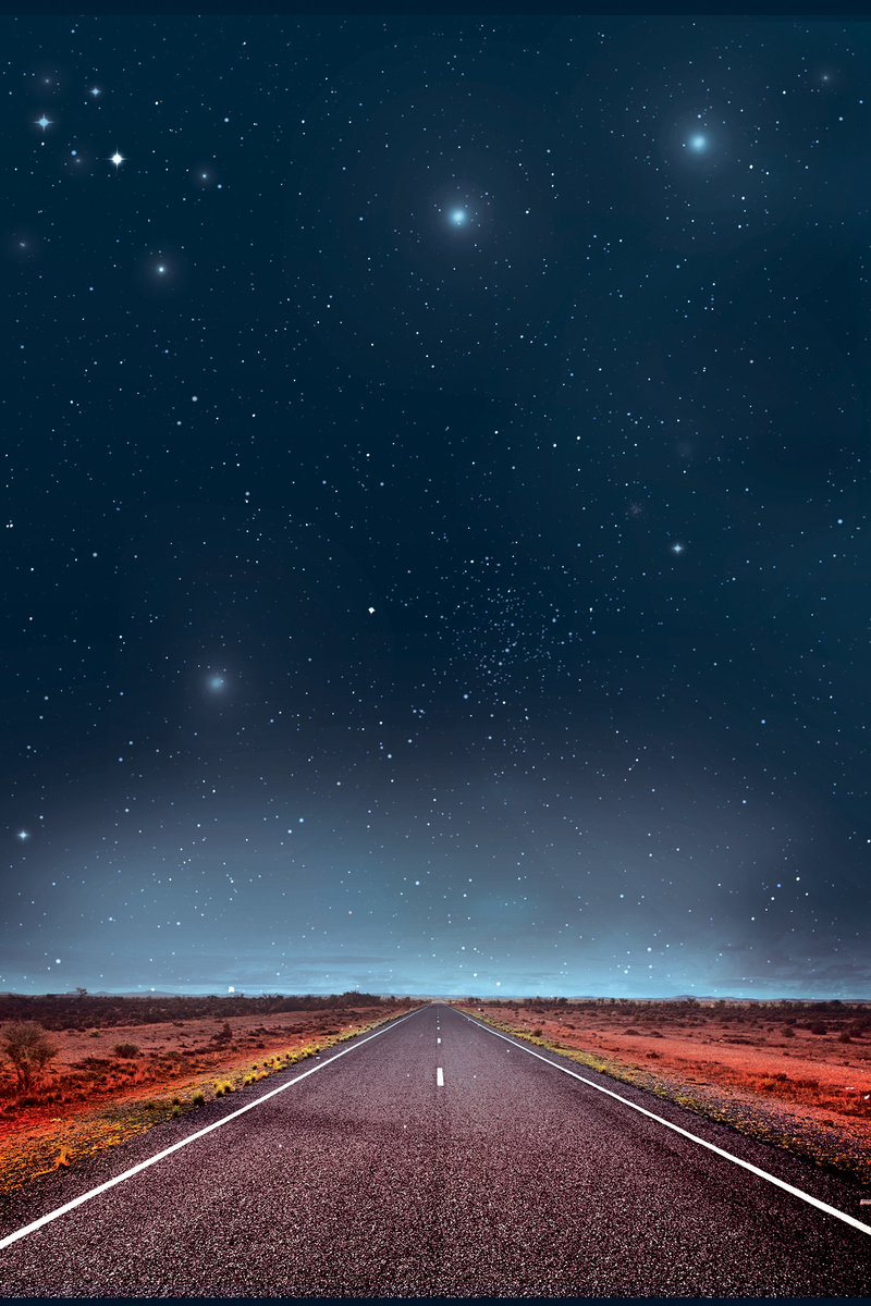 夜色星空天空星光风景道路背景素材