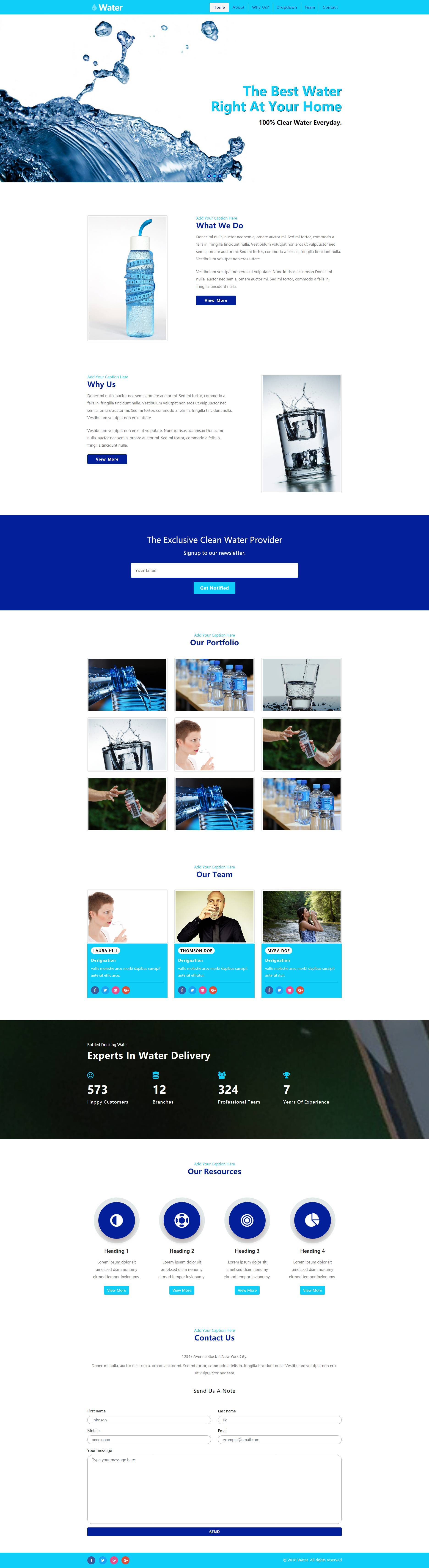 蓝色清爽的html纯净水公司网站模板