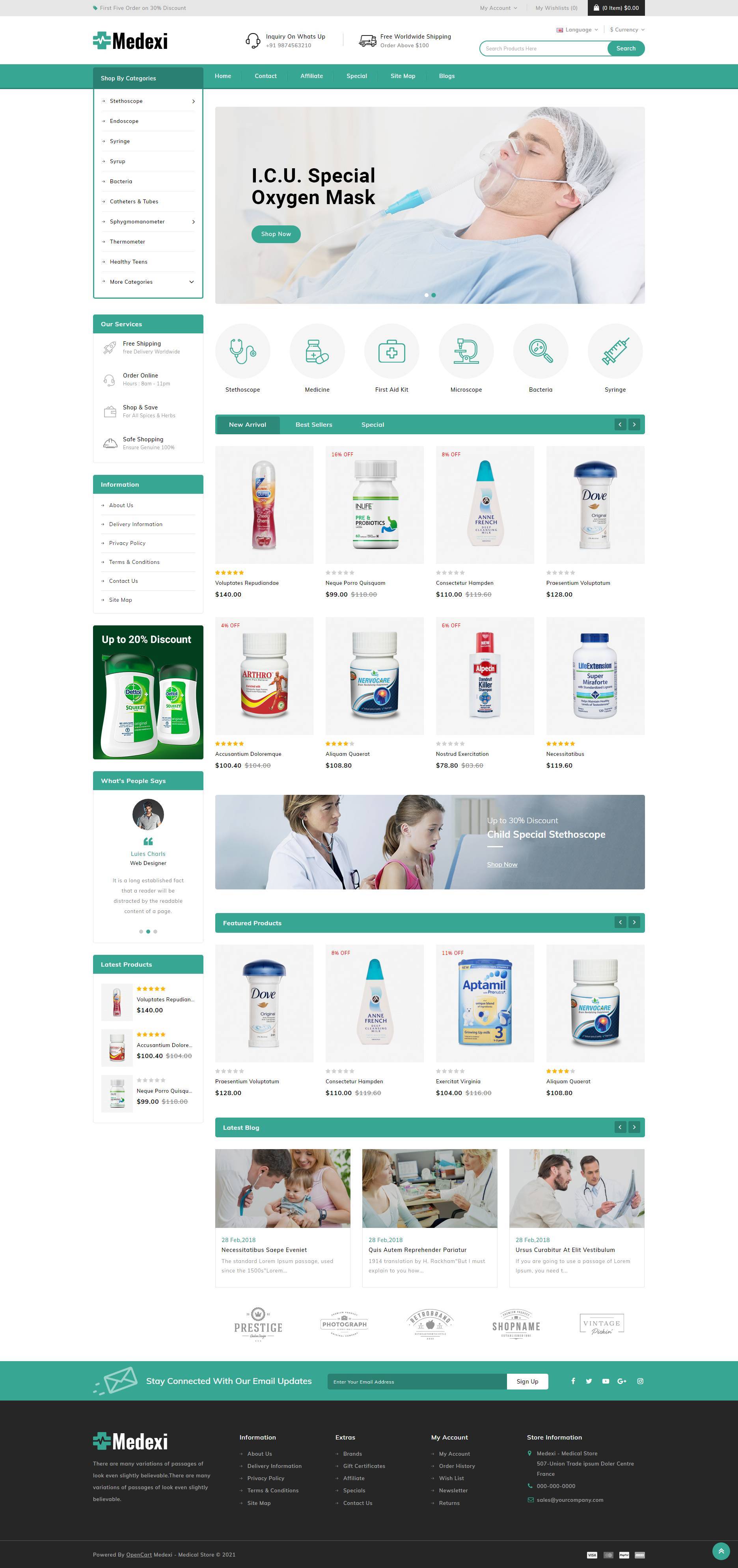 绿色简洁html医疗器械医药商城网站模板
