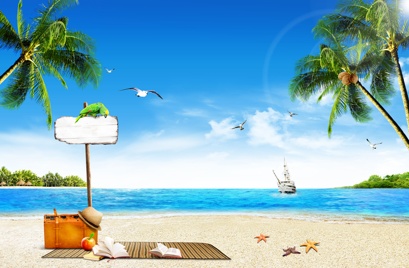 夏日海滩风景旅游海报背景素材