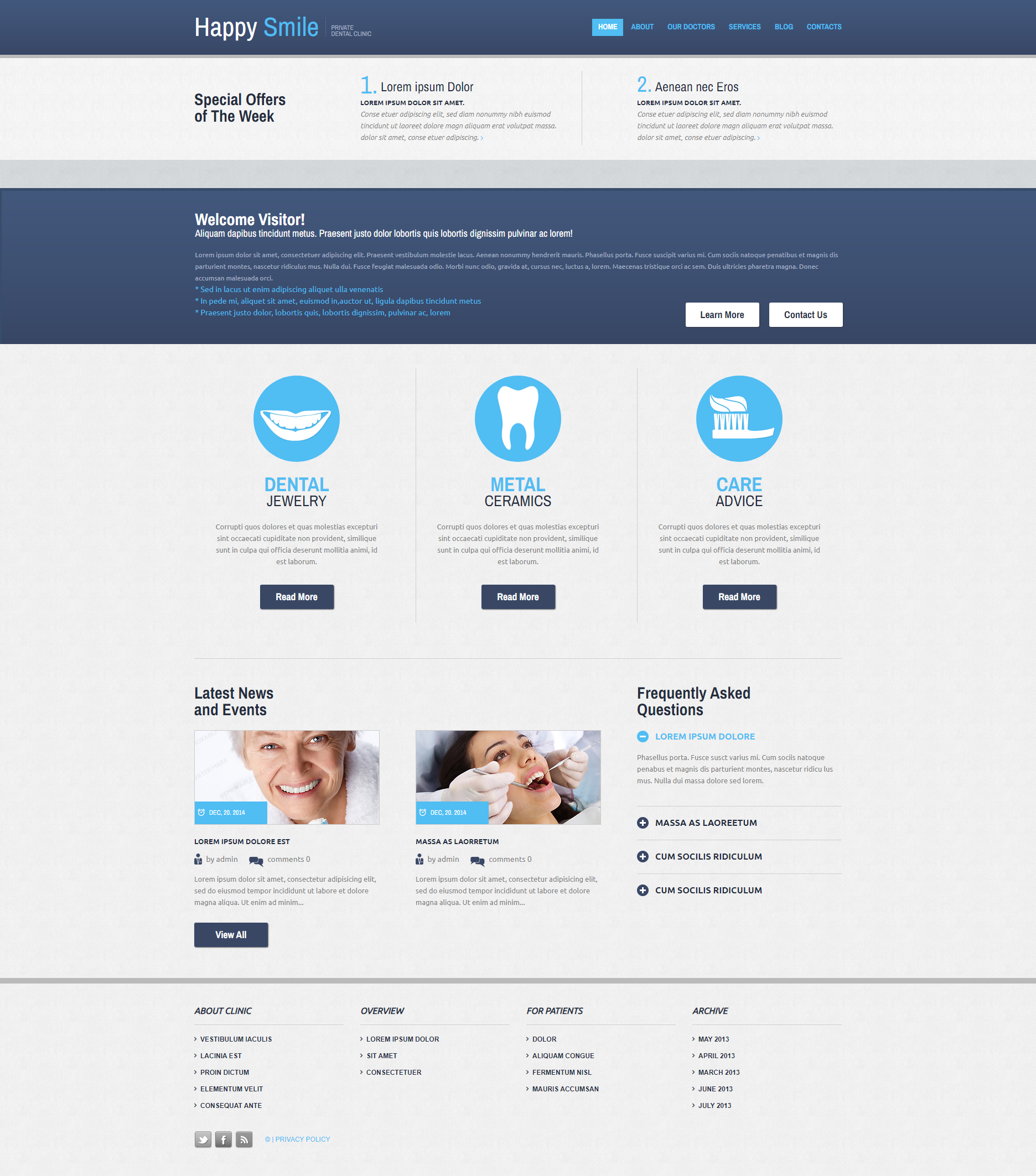 HTML蓝色简约牙医牙科诊所网站模板