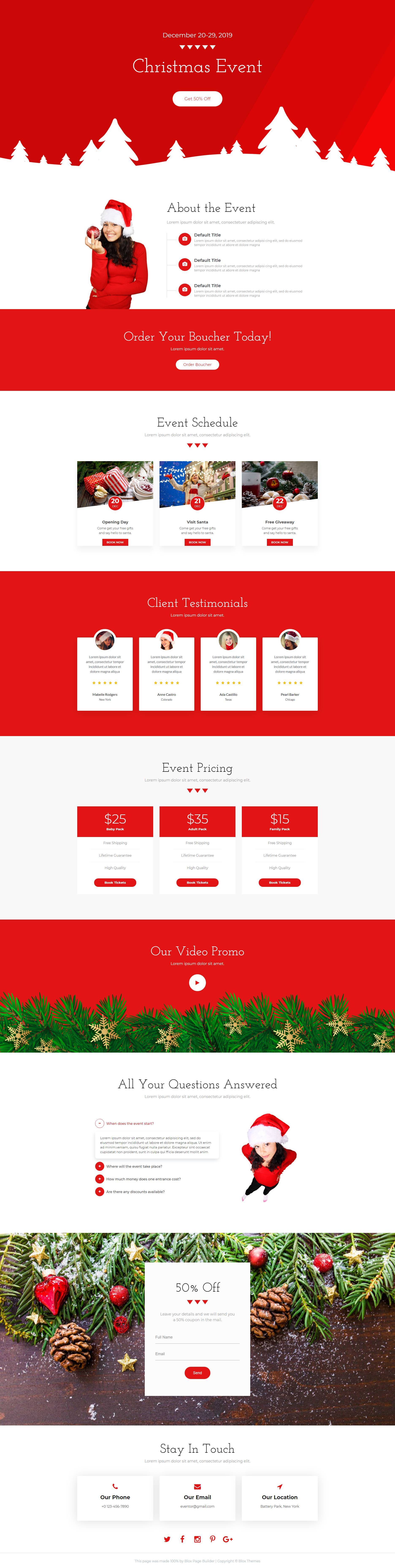 经典红色html圣诞活动网页模板