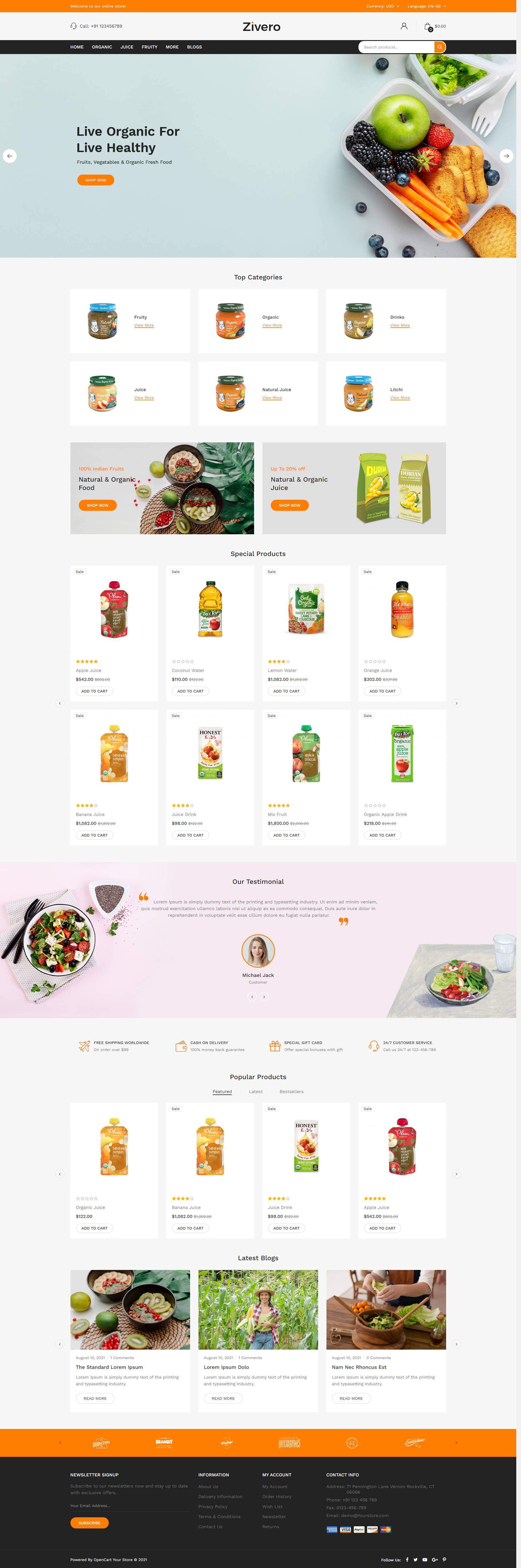 极简小清新html果汁饮品商城网站模板
