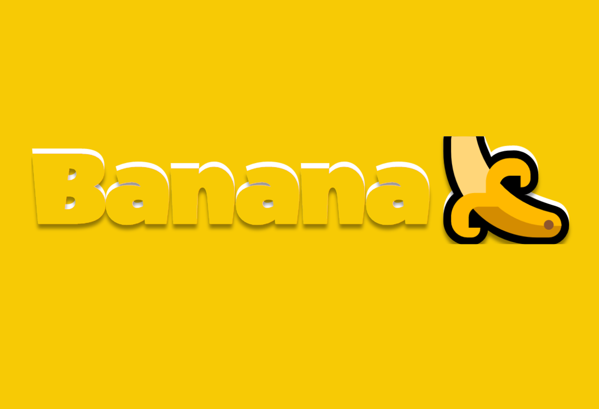 精美的香蕉3D文字抖动特效