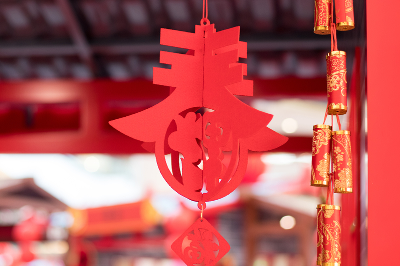 春节剪纸喜庆红色背景