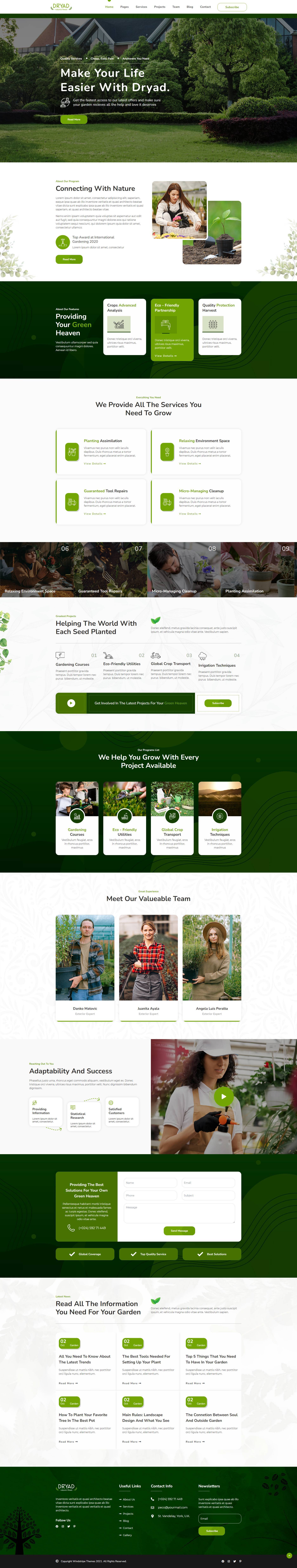 绿色现代园艺服务园林公司Html网站模板