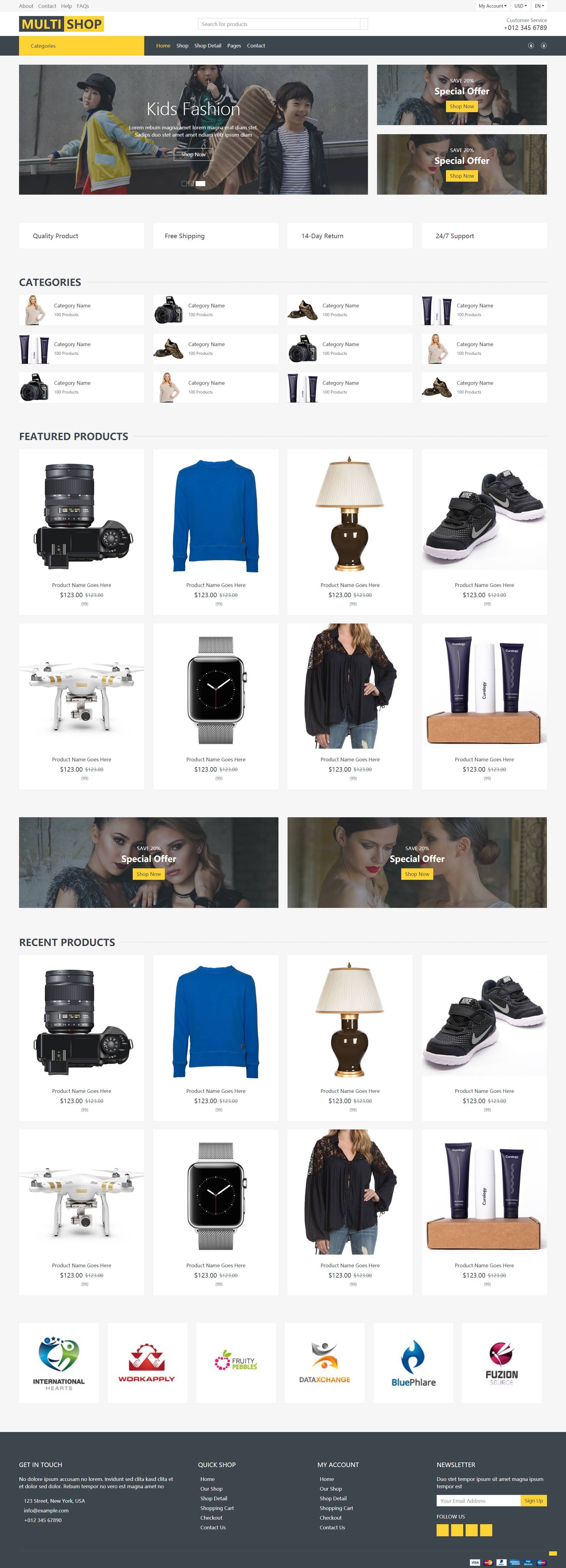 简约时尚的html电子商务购物商城模板