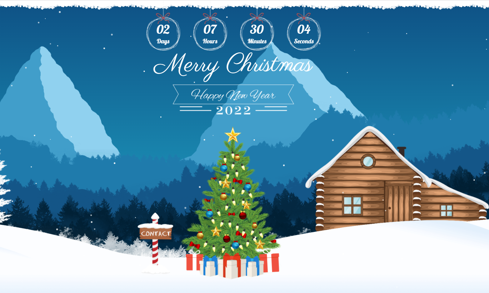2022最新html圣诞节倒计时代码网页动画