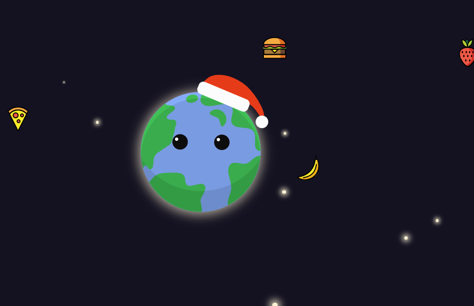 软萌可爱的戴圣诞帽的地球动画