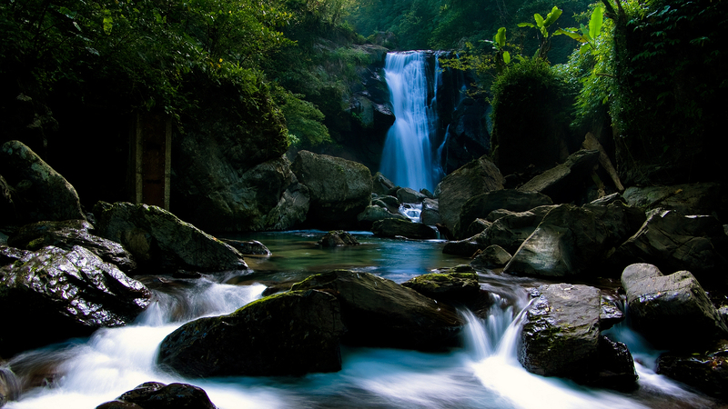 林涧急湍瀑布河流摄影，高清JPG素材，风景设计下载