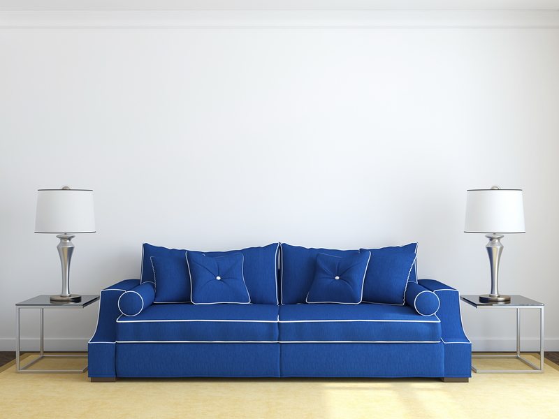简约布艺蓝色沙发装饰图片