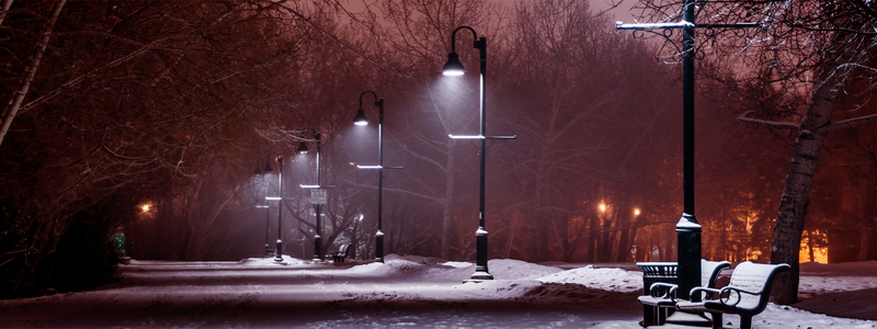 冬日夜晚公园背景