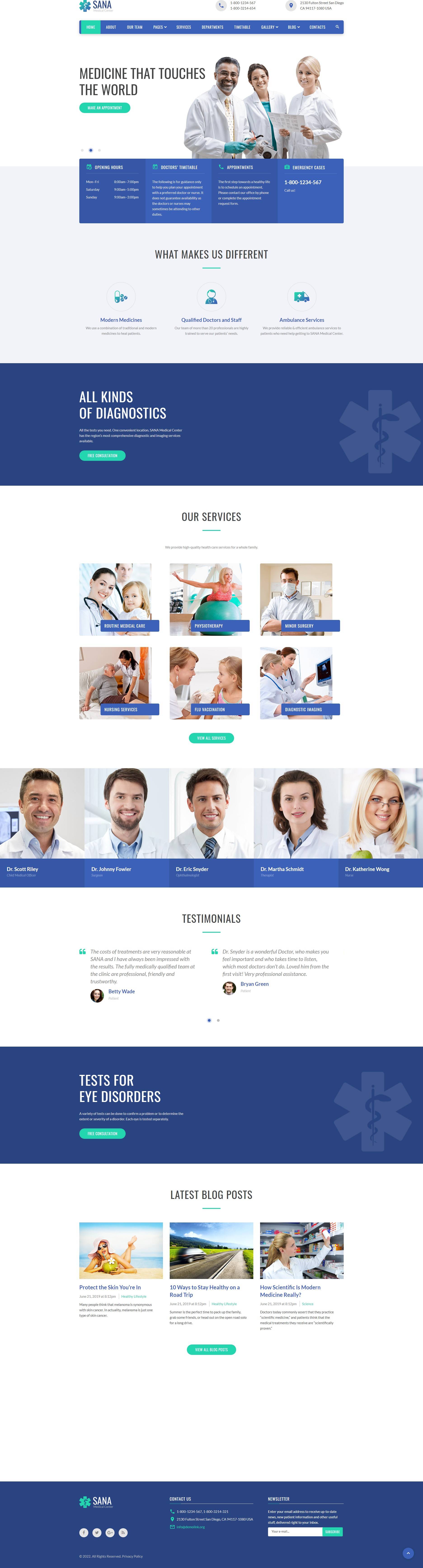 蓝色大气医院医疗机构html网站模板