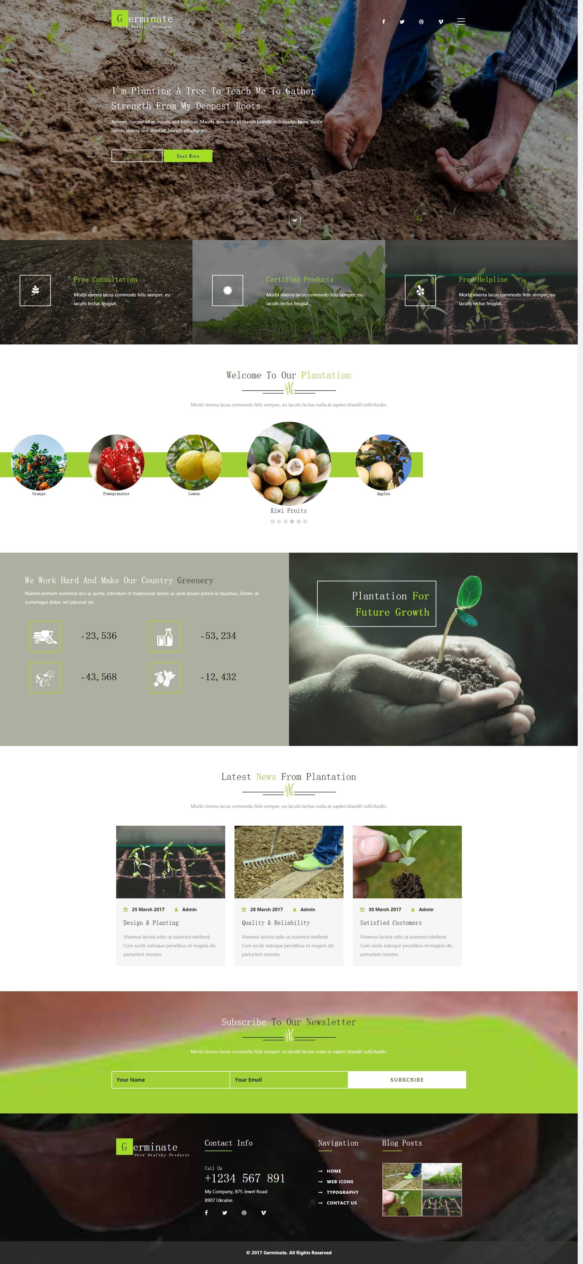 全屏果蔬种植类农业网站html模板