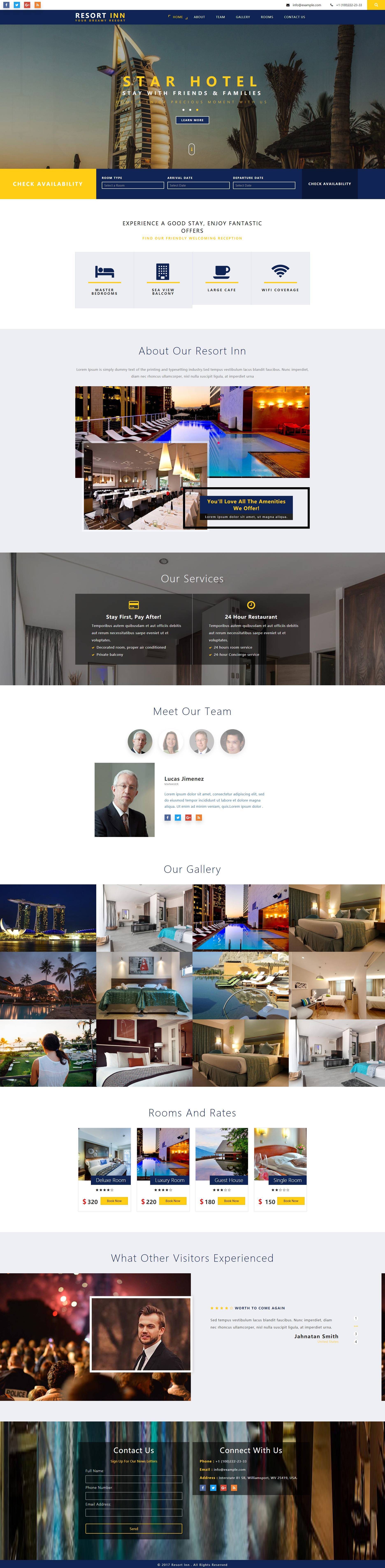HTML5豪华度假酒店预订网站模板